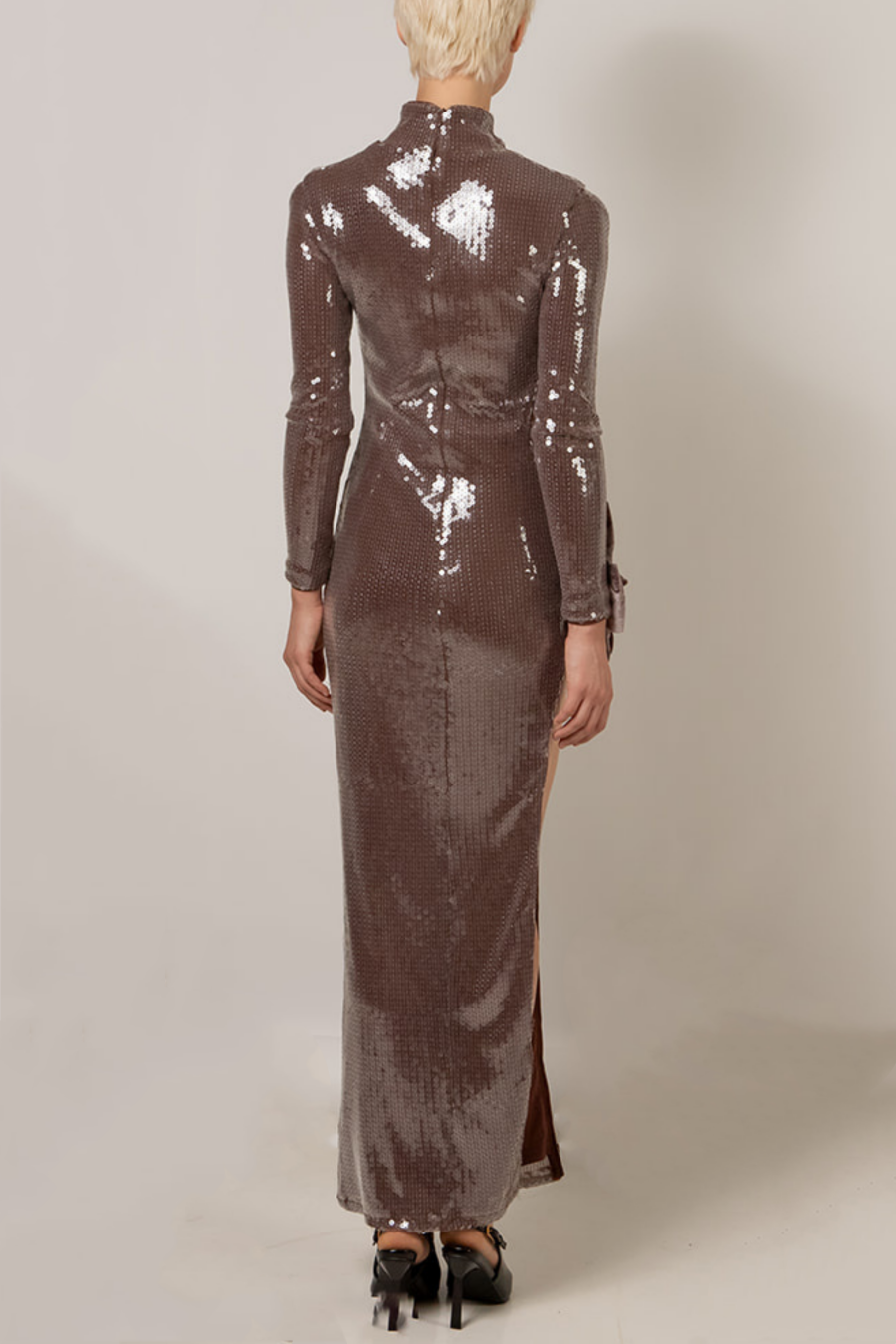 Calla Sequin Cutout Slit Maxi Dress