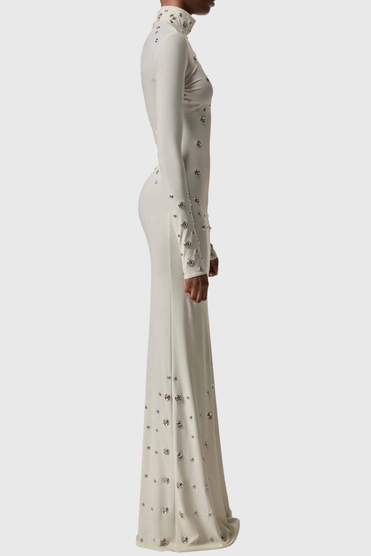 Cassandra Snap Embellished Maxi Dress - White