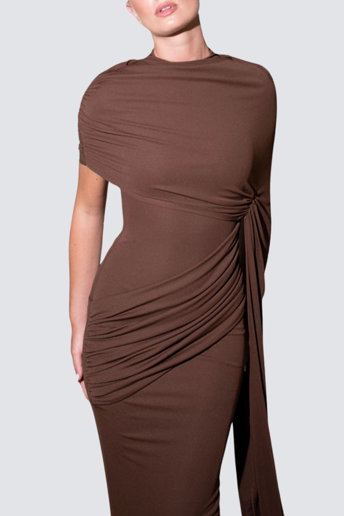 Casto Shawl Draped Midi Dress