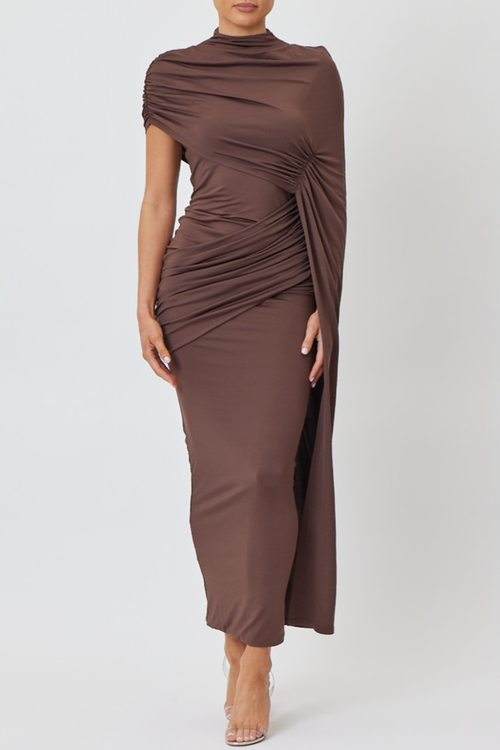 Casto Shawl Draped Midi Dress