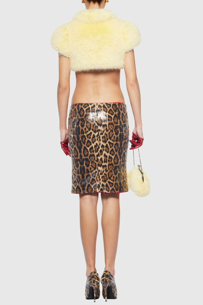 Coltra Faux Fur Cropped Vest - Yellow