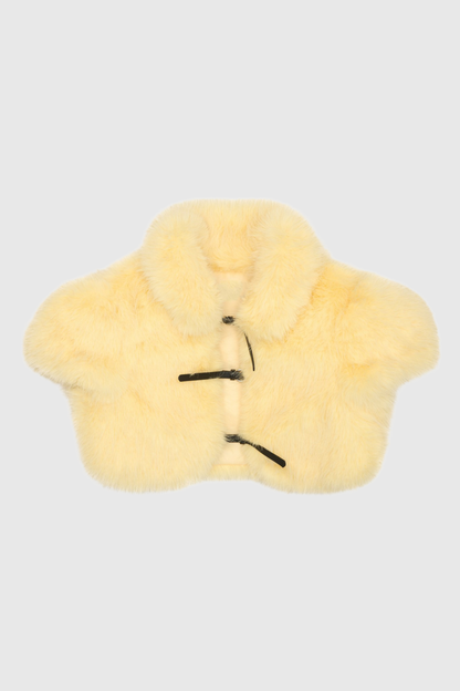 Coltra Faux Fur Cropped Vest - Yellow
