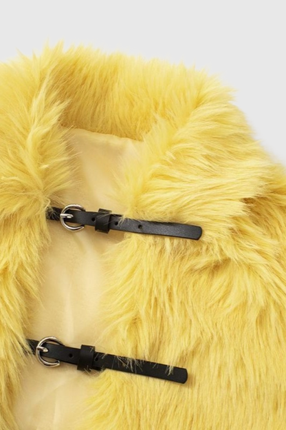 Coltra Faux Fur Cropped Vest - Yellow