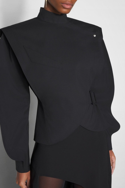 Crave Asymmetrical Buckle Jacket - Black