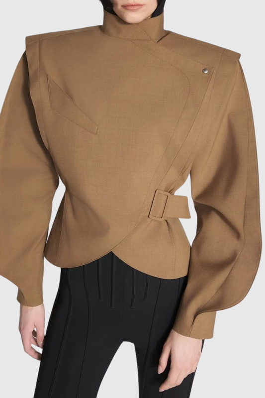 Crave Asymmetrical Buckle Jacket - Khaki