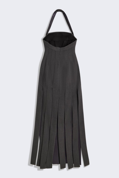 Daira Halter Unstitched Ribbons Maxi Dress