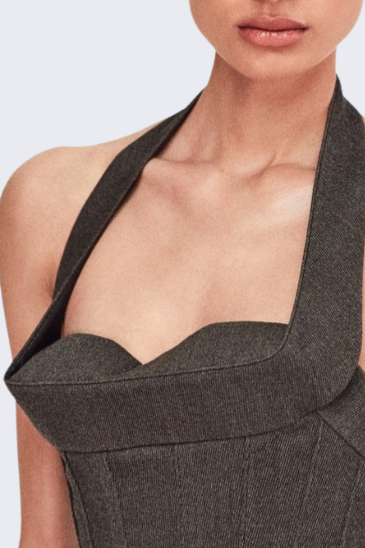 Daira Halter Unstitched Ribbons Maxi Dress