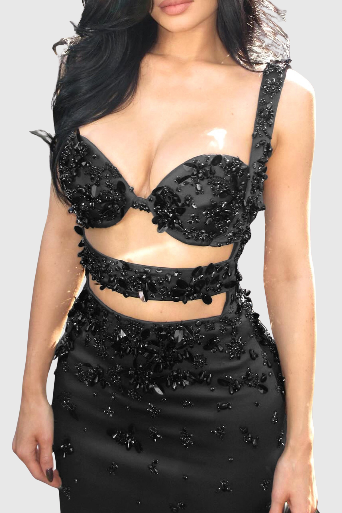 Dandeli Sequin Embellished Cutout Maxi Bandage Dress