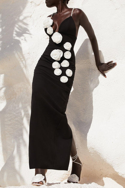 Delphi Floral Pearl Maxi Bandage Dress