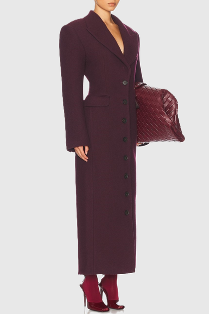 Disena Lapel Coat - Wine