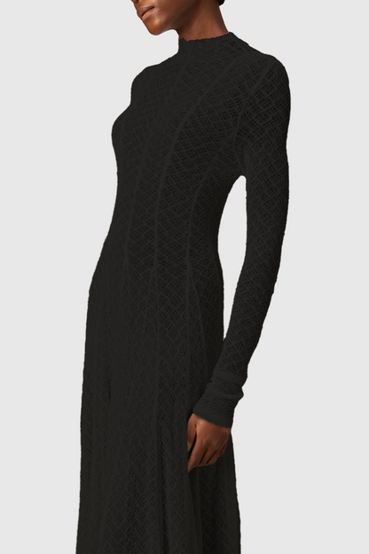 Dodiya Wavy-pattern Lace Maxi Dress - Black