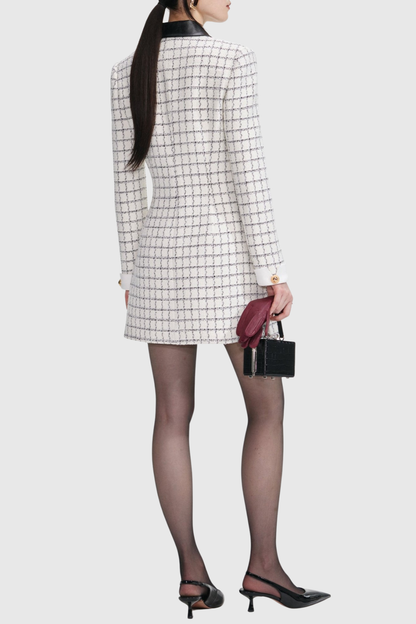 Dunja Leather-trimmed Tweed Mini Dress