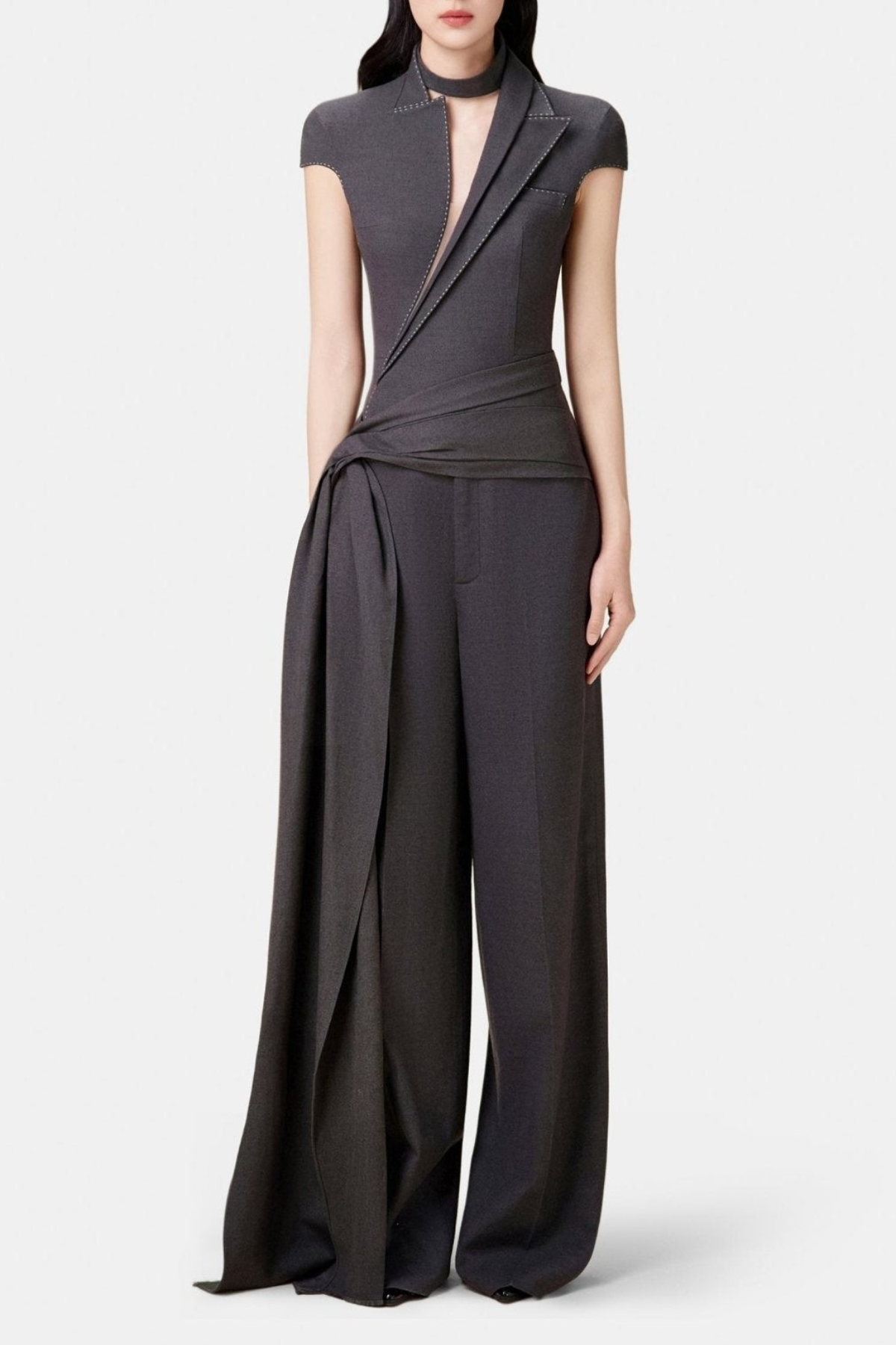 Ellasyn Asymmetric Stitching Two Piece Set