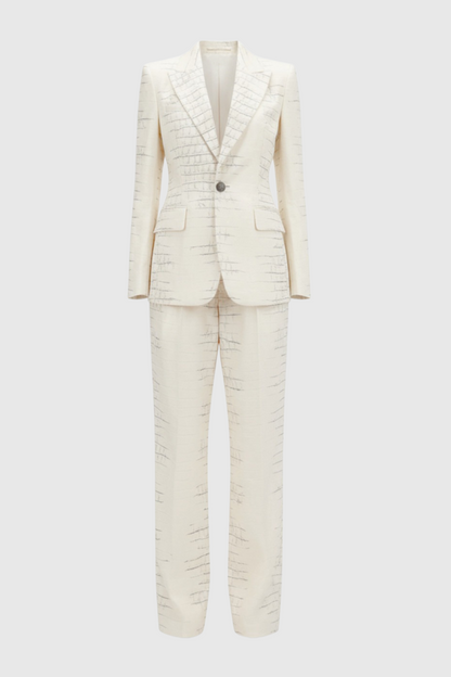 Fawala Crocodile Print Blazer & Pants Set