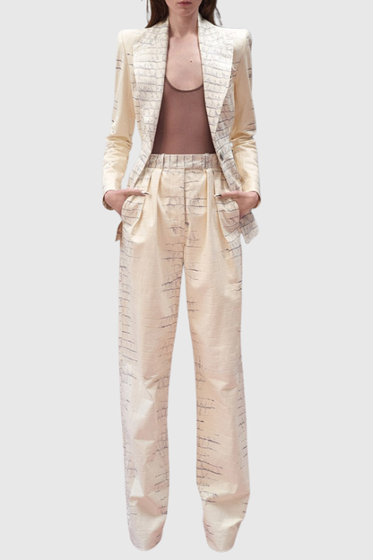 Fawala Crocodile Print Blazer & Pants Set