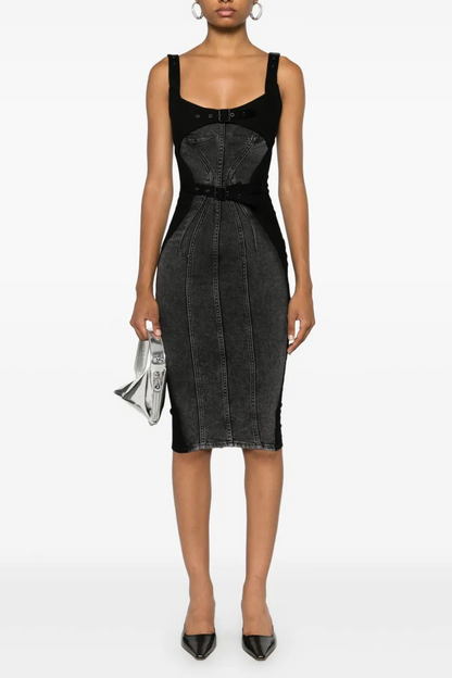 Freitas Belted Denim Midi Dress