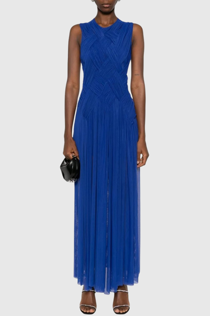 Gazelle Sleeveless Braid Tulle Maxi Dress - Blue