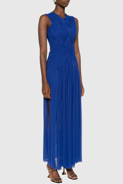 Gazelle Sleeveless Braid Tulle Maxi Dress - Blue