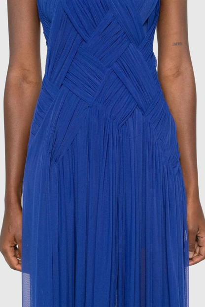 Gazelle Sleeveless Braid Tulle Maxi Dress - Blue