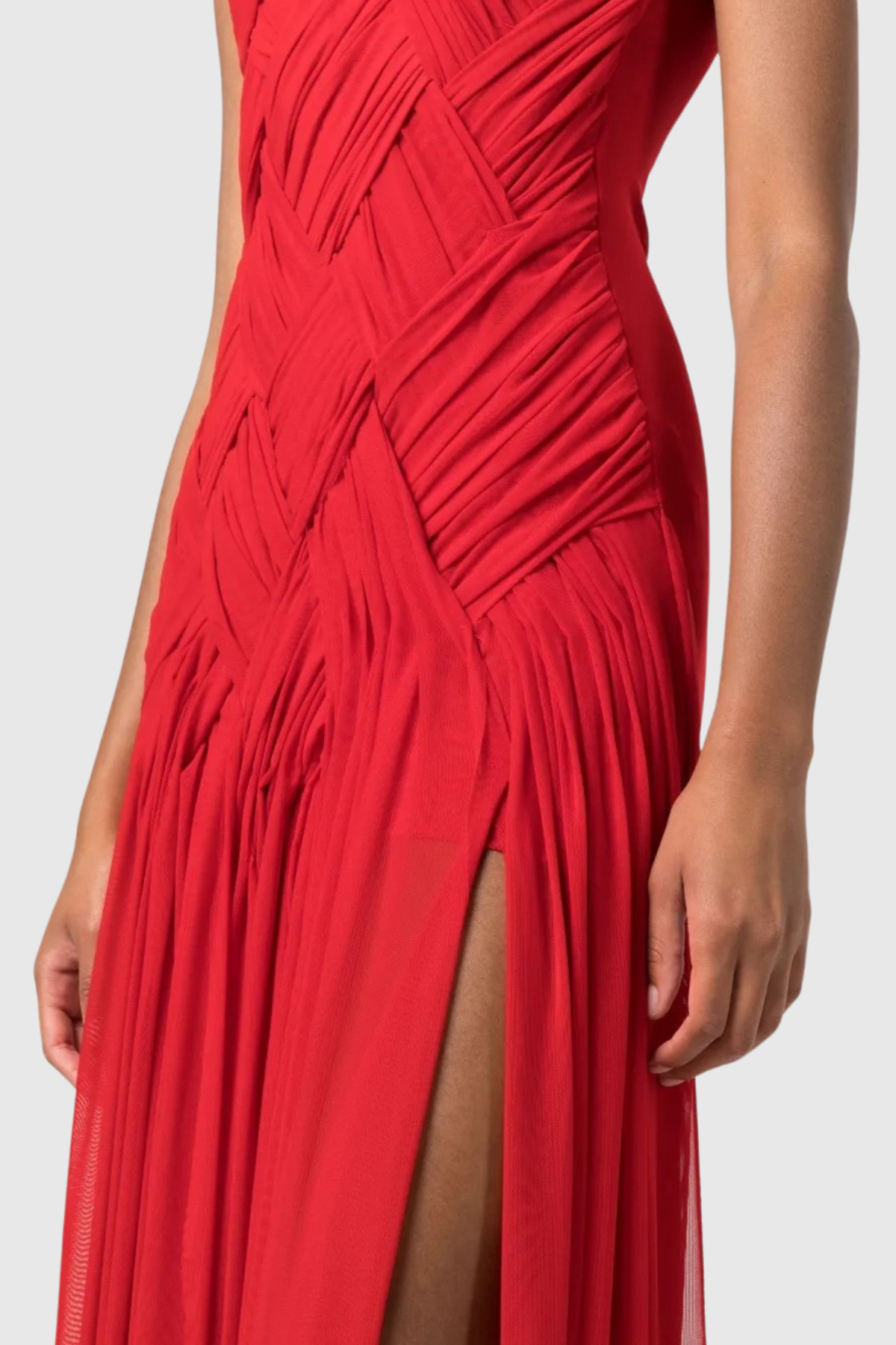 Gazelle Sleeveless Braid Tulle Maxi Dress - Red