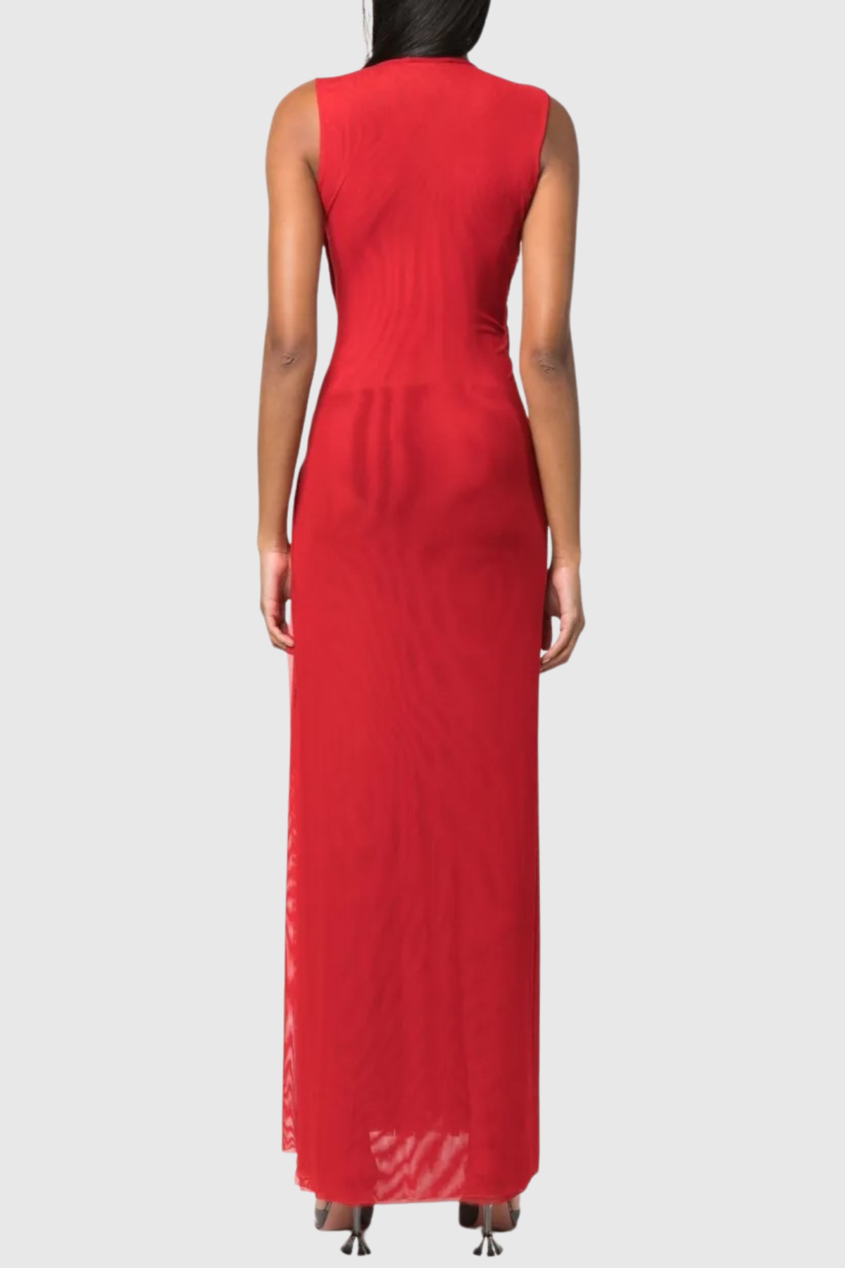 Gazelle Sleeveless Braid Tulle Maxi Dress - Red