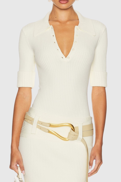 Nerina Knit Bodysuit - White