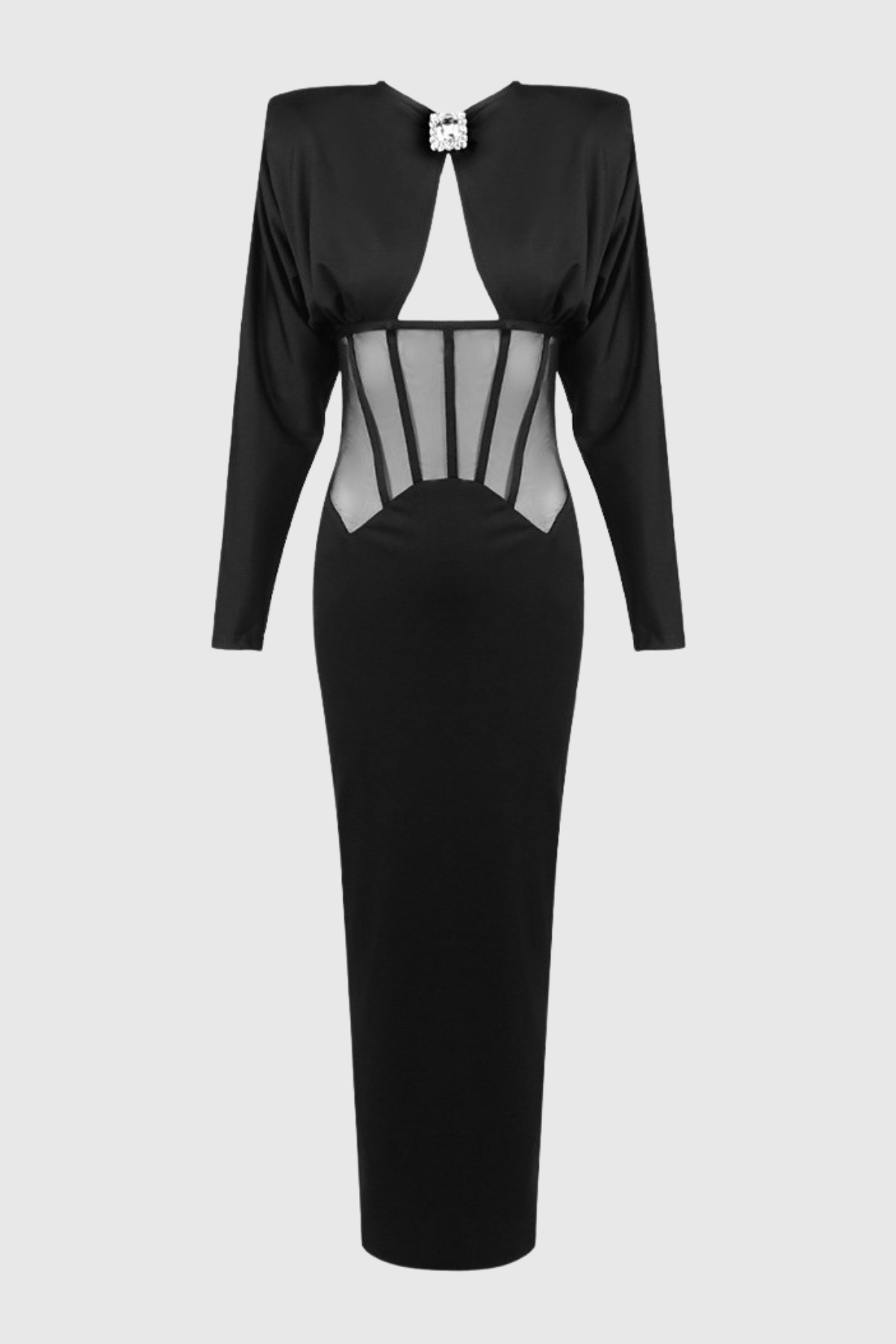 Giffora Cutout Mesh Corset Maxi Dress