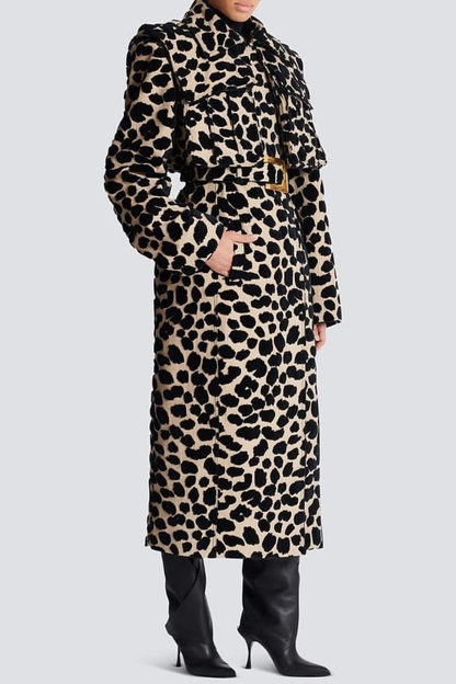 Gotaya Leopard Belted Trench Coat