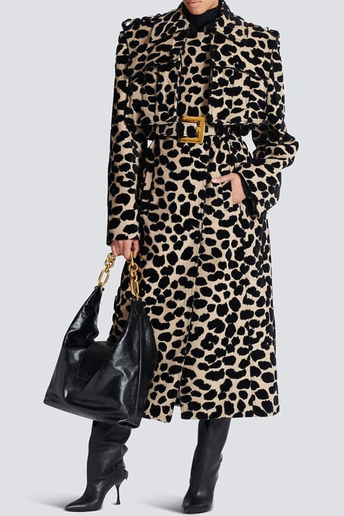 Gotaya Leopard Belted Trench Coat