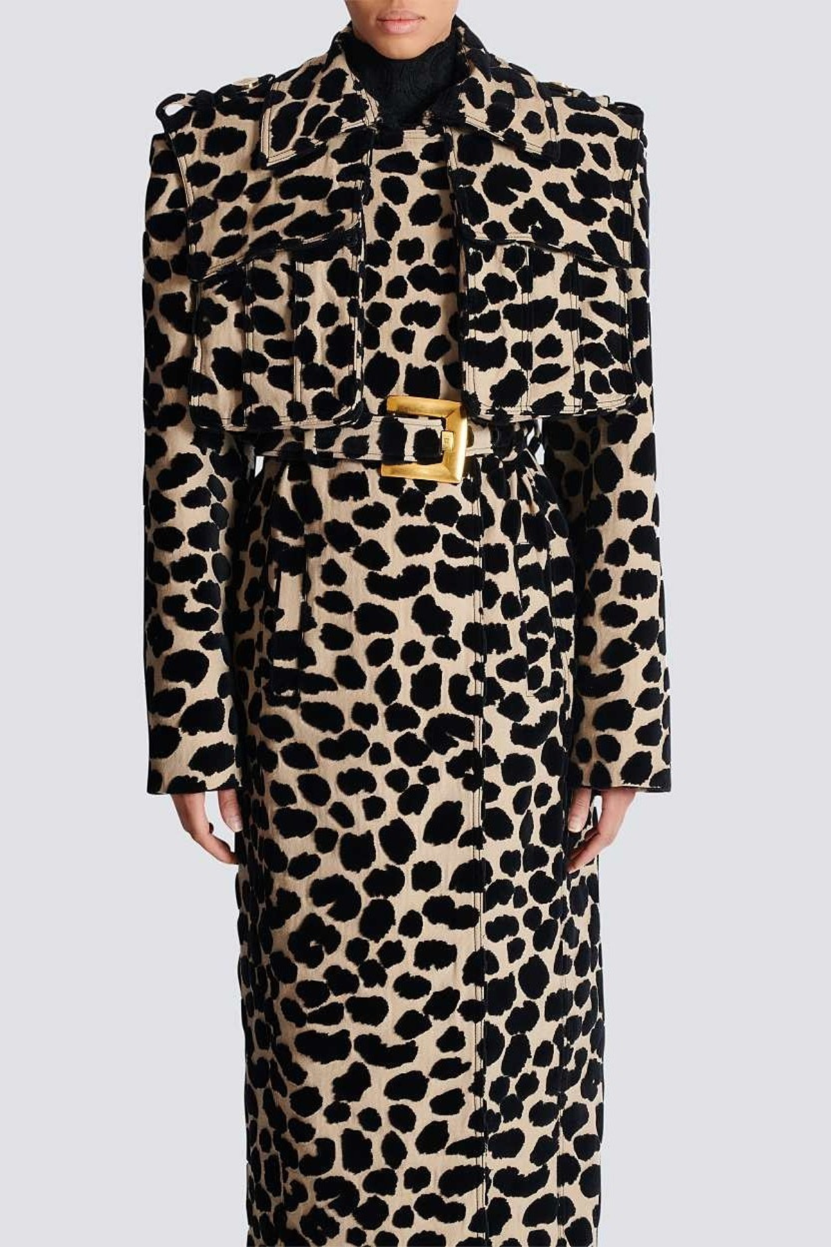 Gotaya Leopard Belted Trench Coat