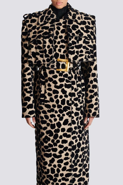 Gotaya Leopard Belted Trench Coat