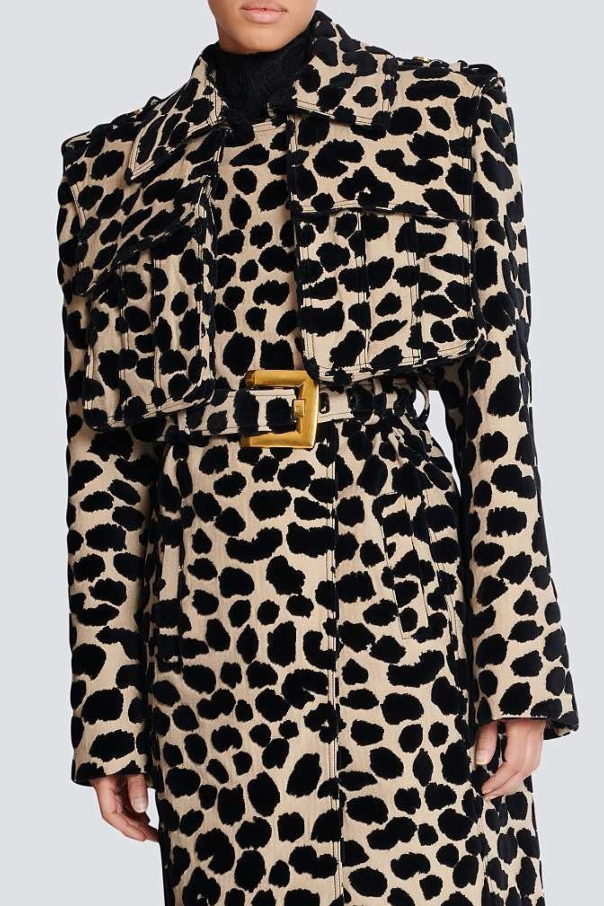 Gotaya Leopard Belted Trench Coat