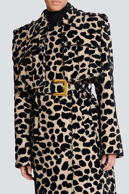 Gotaya Leopard Belted Trench Coat