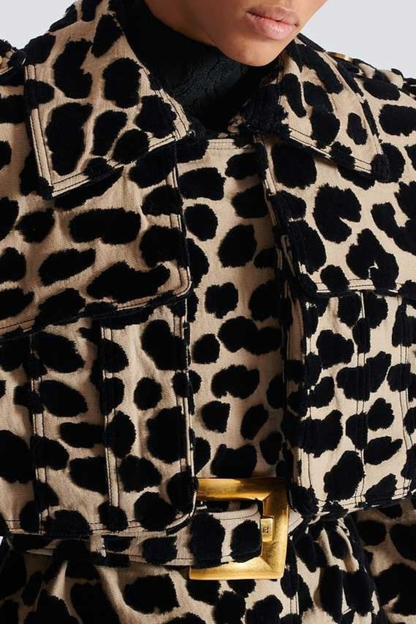 Gotaya Leopard Belted Trench Coat