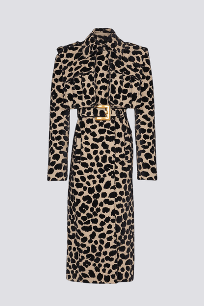 Gotaya Leopard Belted Trench Coat