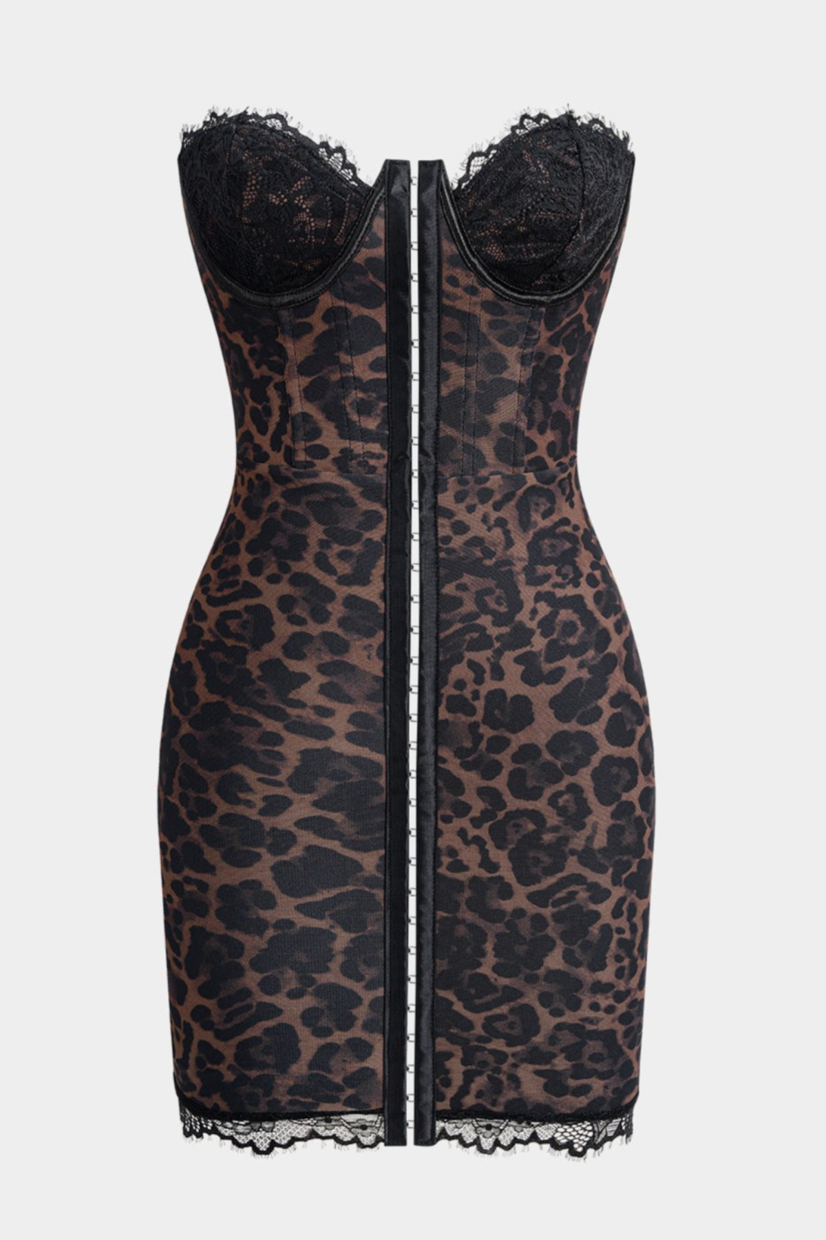 Irvina Lace Leopard Corset Mini Dress