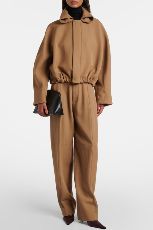 Isahara Hooded Drawstring Wool Jacket