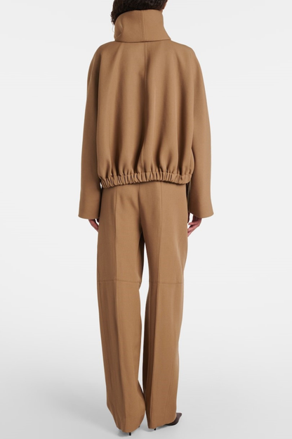 Isahara Hooded Drawstring Wool Jacket