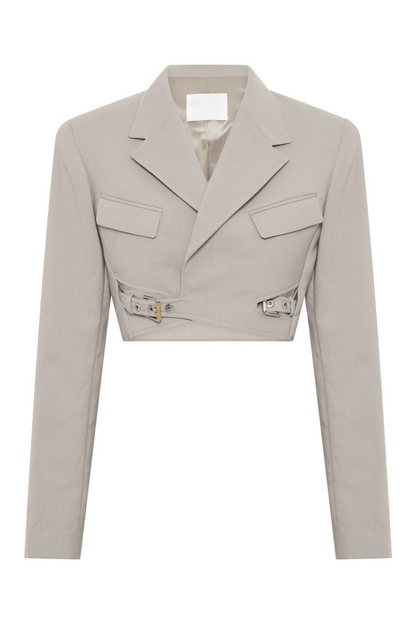 Jayla Cropped Cutout Blazer - Grey