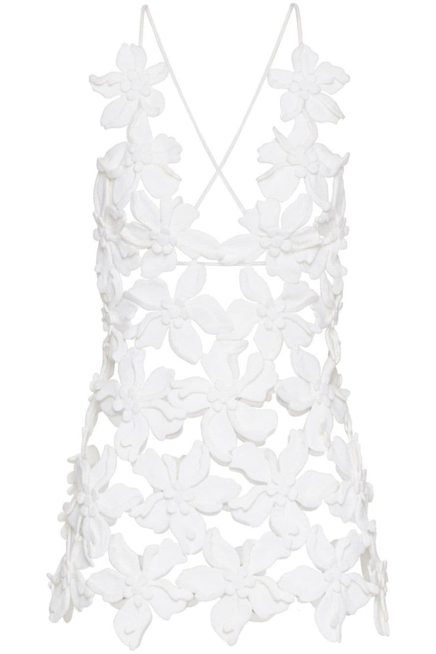 Juliete Floral Cutout Backless Top - White