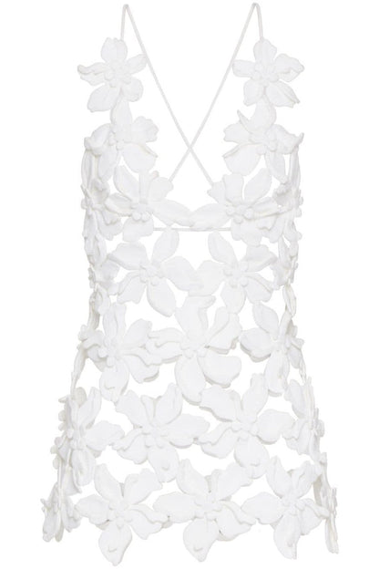 Juliete Floral Cutout Backless Top - White
