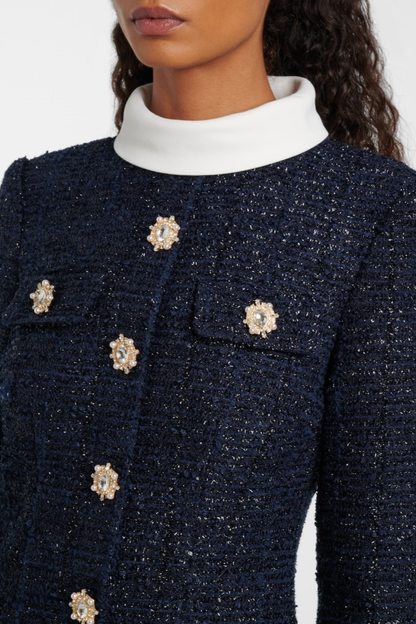 Junia Boucle Embellished Tweed Mini Dress