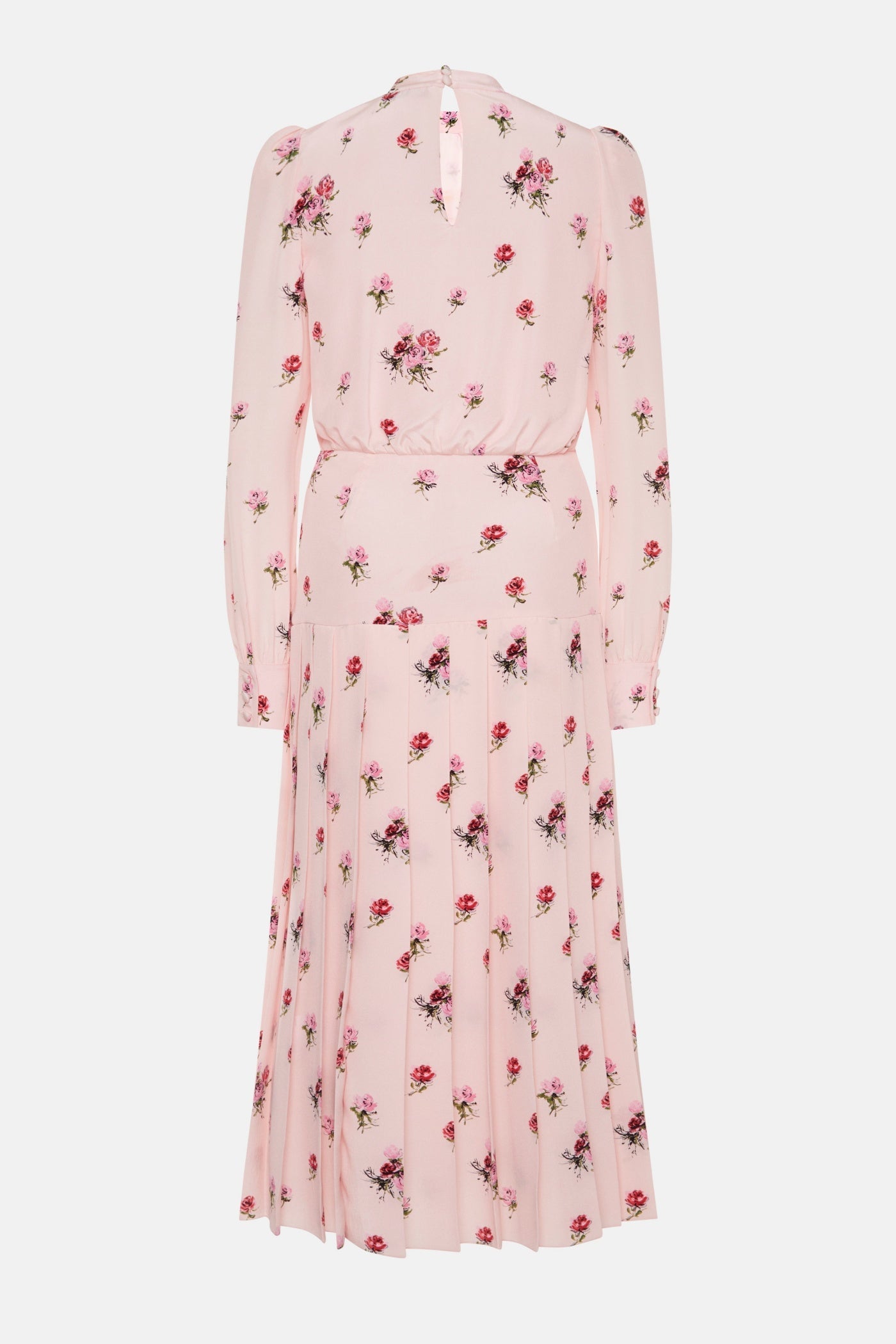 Jutalak Rose Print Pleated Midi Dress