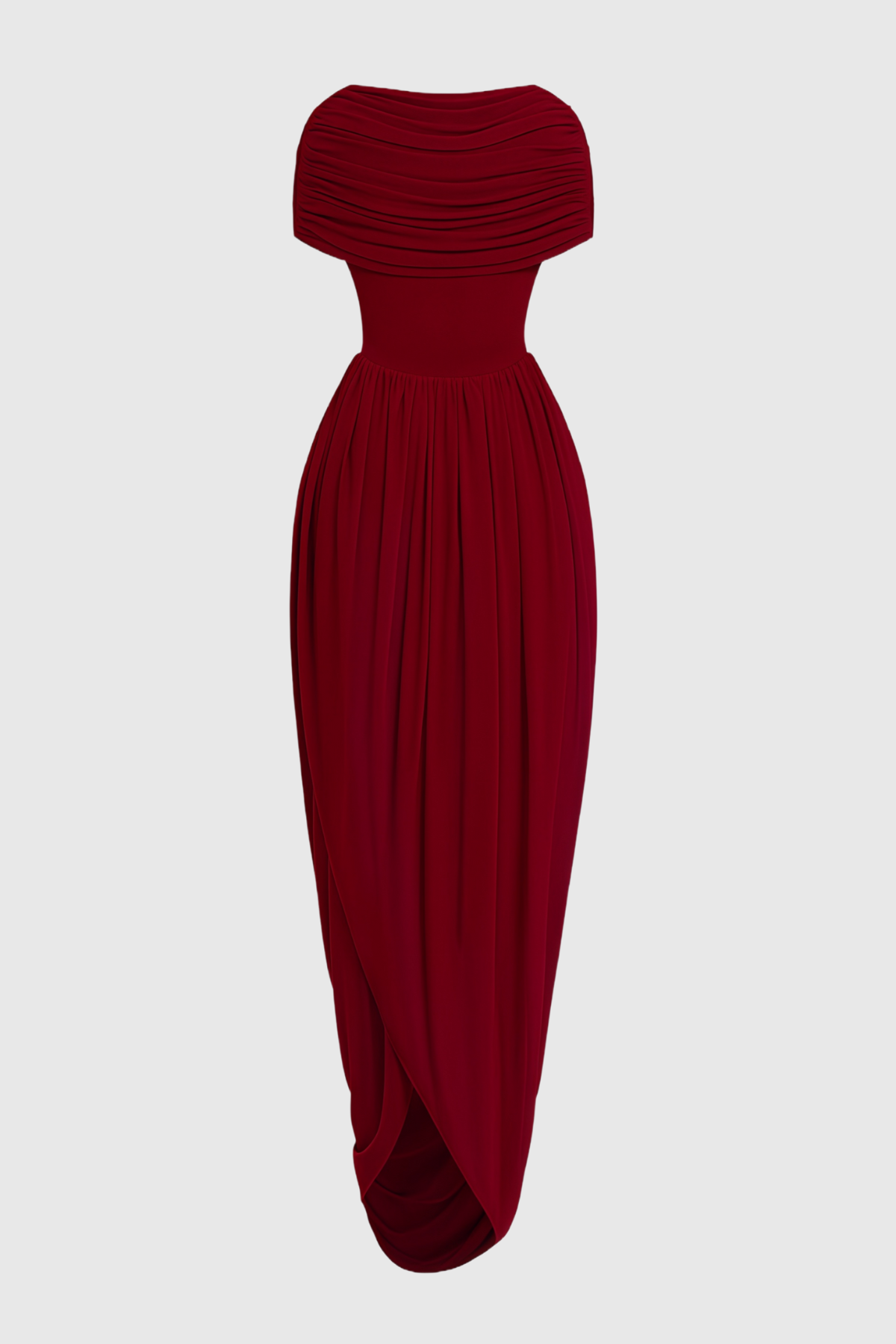 Kasse Burgundy Shawl Draped Maxi Dress