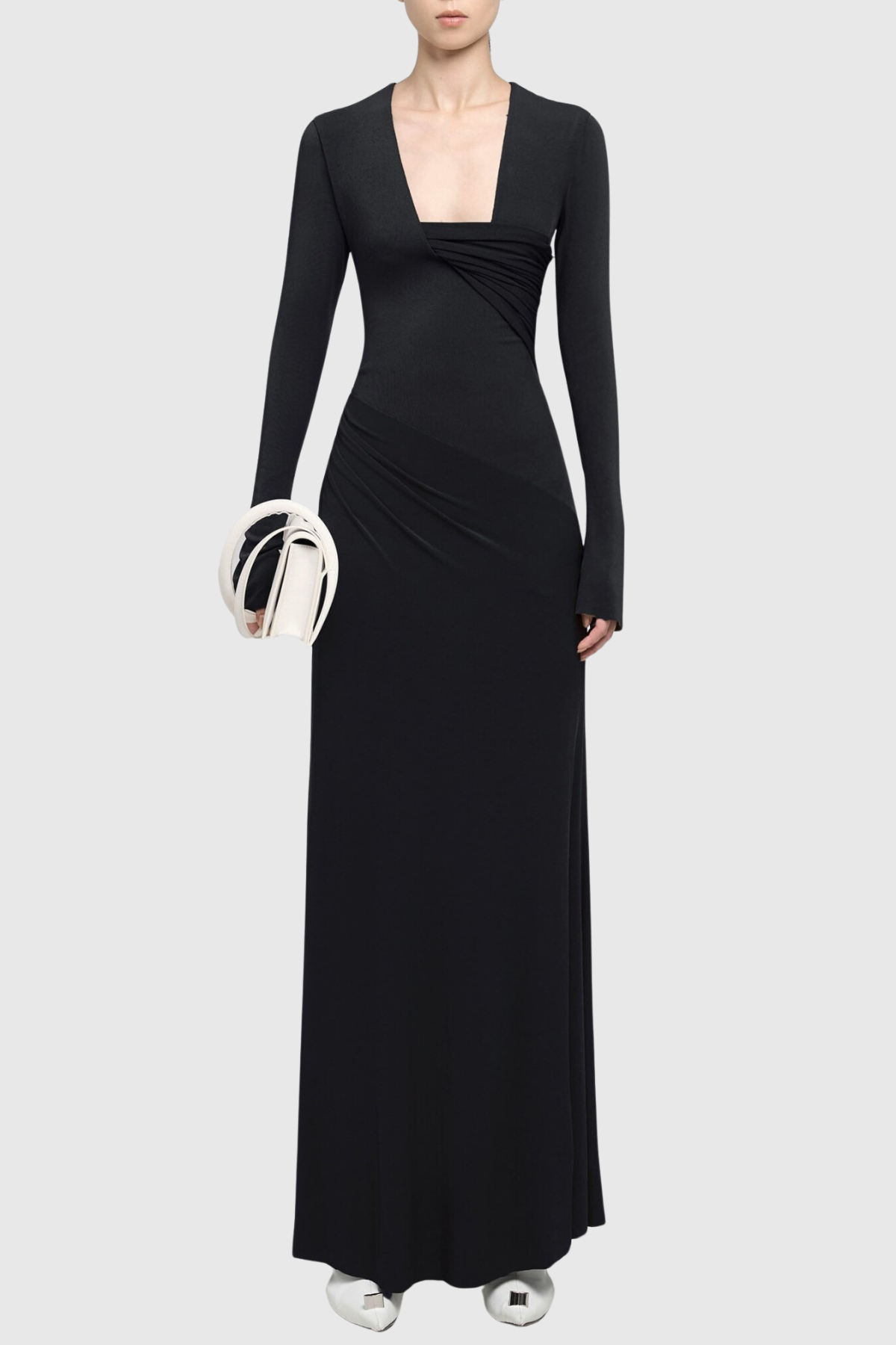 Katina Ruched Maxi Dress - Black