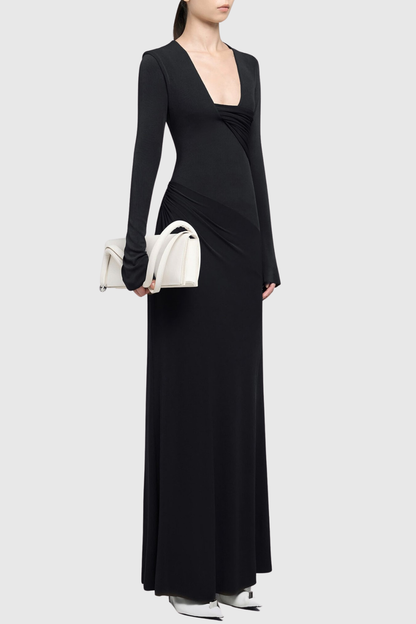 Katina Ruched Maxi Dress - Black