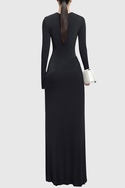 Katina Ruched Maxi Dress - Black
