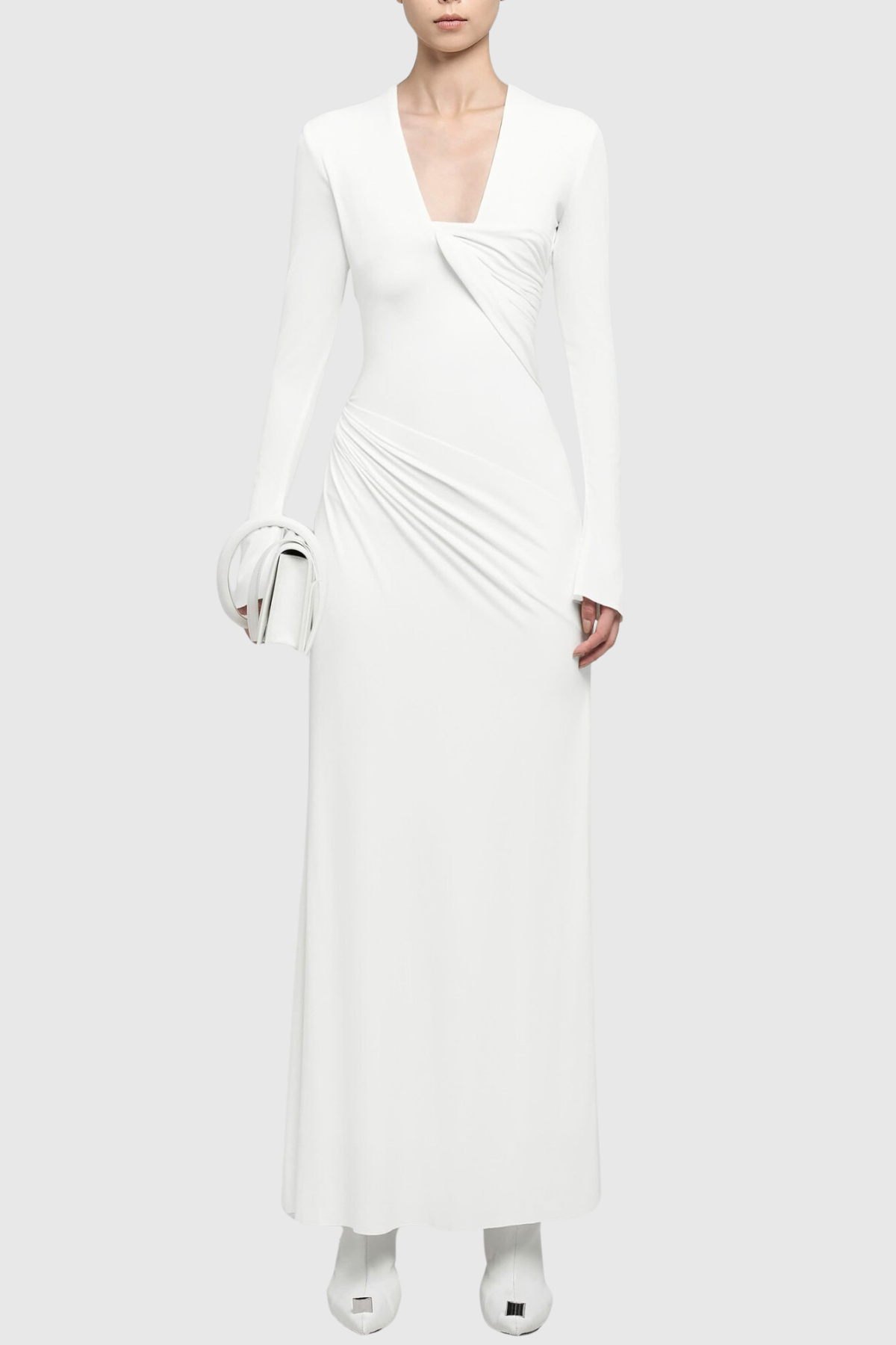 Katina Ruched Maxi Dress - White