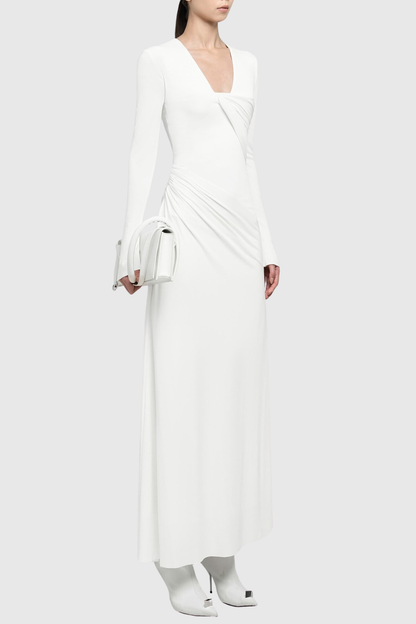 Katina Ruched Maxi Dress - White