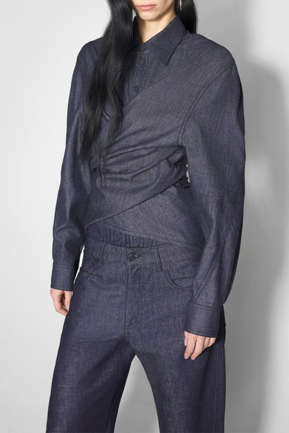 Katri Wrapped Denim Shirt - Navy